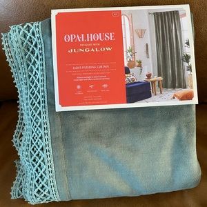 Opalhouse Jungalow teal velvet macrame curtain